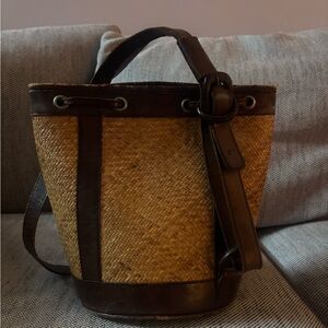 Vintage Brown Woven Bucket Bag